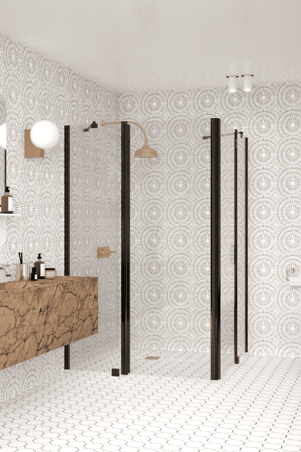 Shower enclosure Hietakari Infinia 262, black frame, clear glass Shower enclosure Hietakari Infinia 262, black frame, clear glass