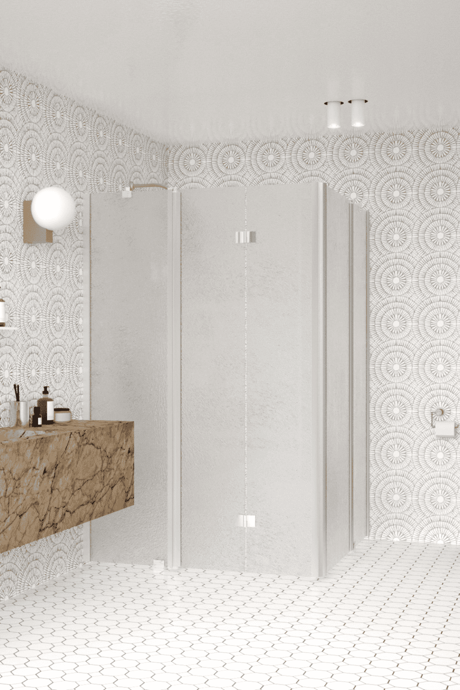 Shower enclosure Hietakari Infinia 263, aluminium frame, Chinchilla patterned glass Shower enclosure Hietakari Infinia 263, aluminium frame, Chinchilla patterned glass