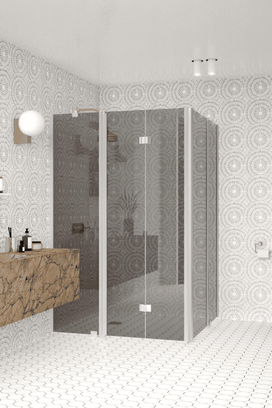 Shower enclosure Hietakari Infinia 263, aluminium frame, grey tinted glass Shower enclosure Hietakari Infinia 263, aluminium frame, grey tinted glass