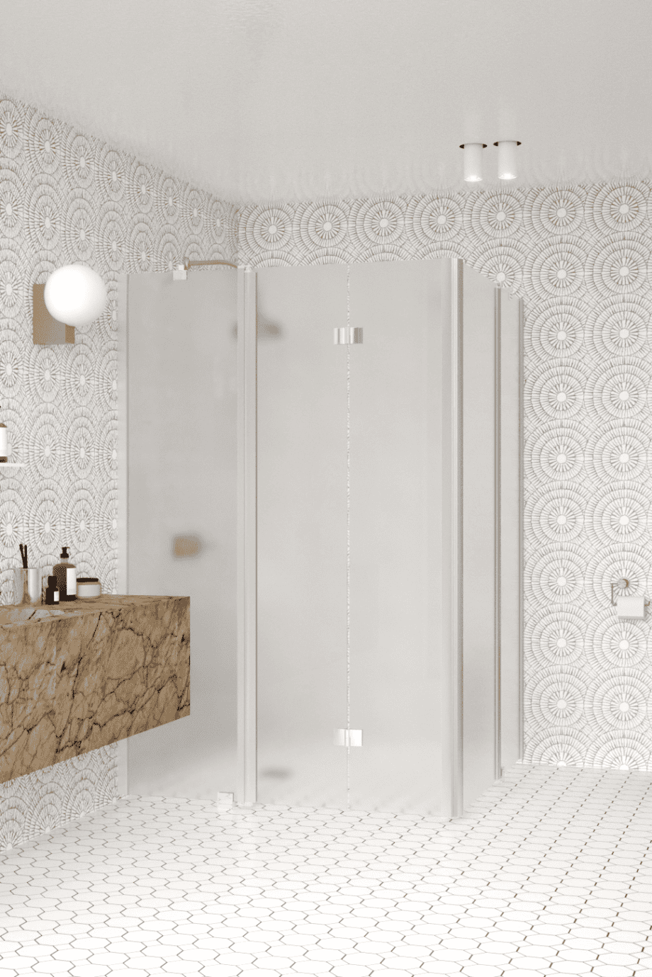 Shower enclosure Hietakari Infinia 263, aluminium frame, satin frosted glass Shower enclosure Hietakari Infinia 263, aluminium frame, satin frosted glass
