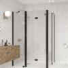 Shower enclosure Hietakari Infinia 263, black frame, clear glass Shower enclosure Hietakari Infinia 263, hinged door with fixed part + folding door with fixed part – 5