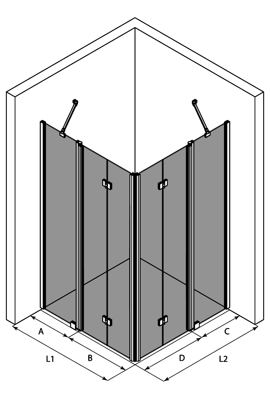 Shower enclosure Hietakari Infinia 264 – 3D drawing Shower enclosure Hietakari Infinia 264 – 3D drawing