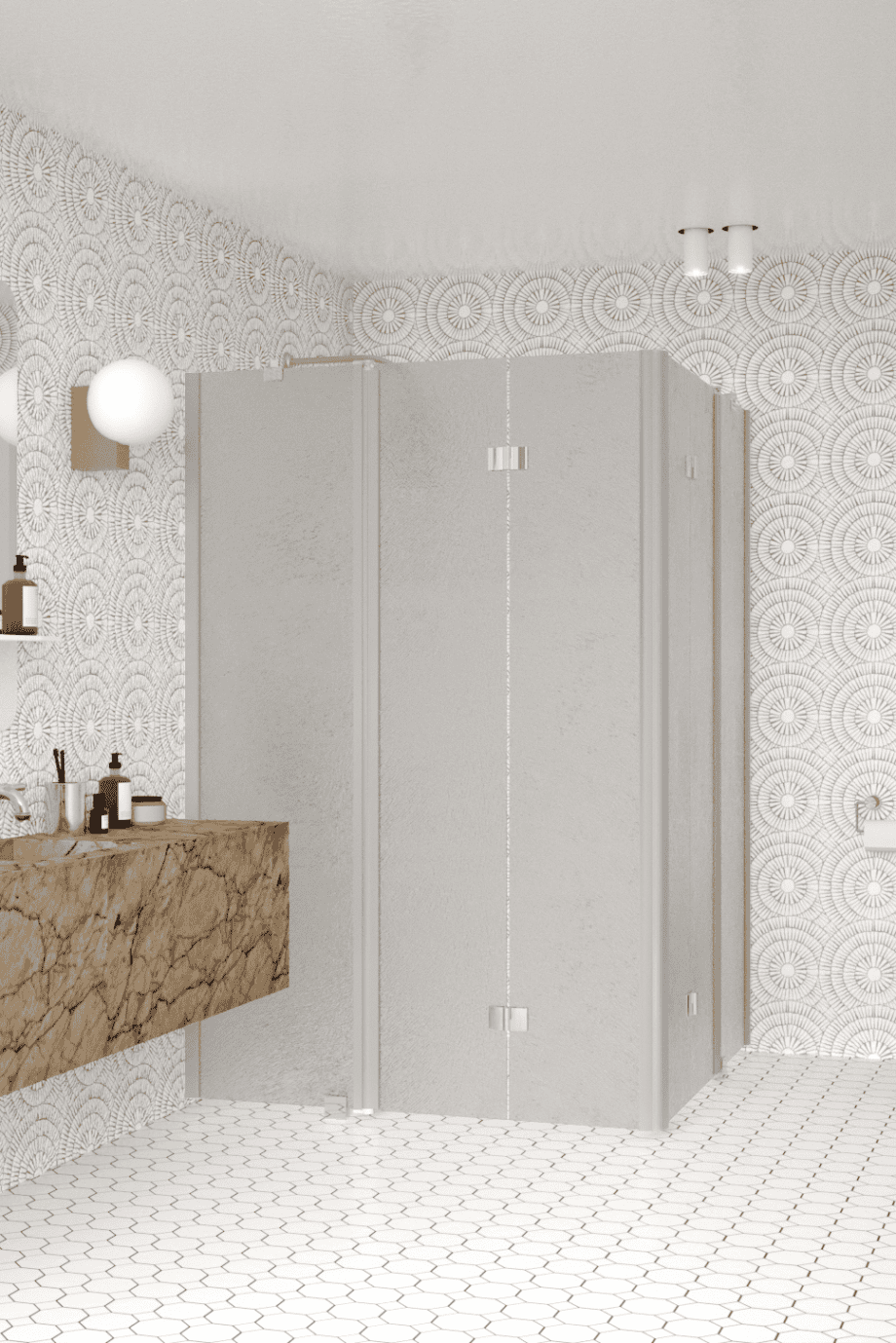 Shower enclosure Hietakari Infinia 264, aluminium frame, Chinchilla patterned glass Shower enclosure Hietakari Infinia 264, aluminium frame, Chinchilla patterned glass