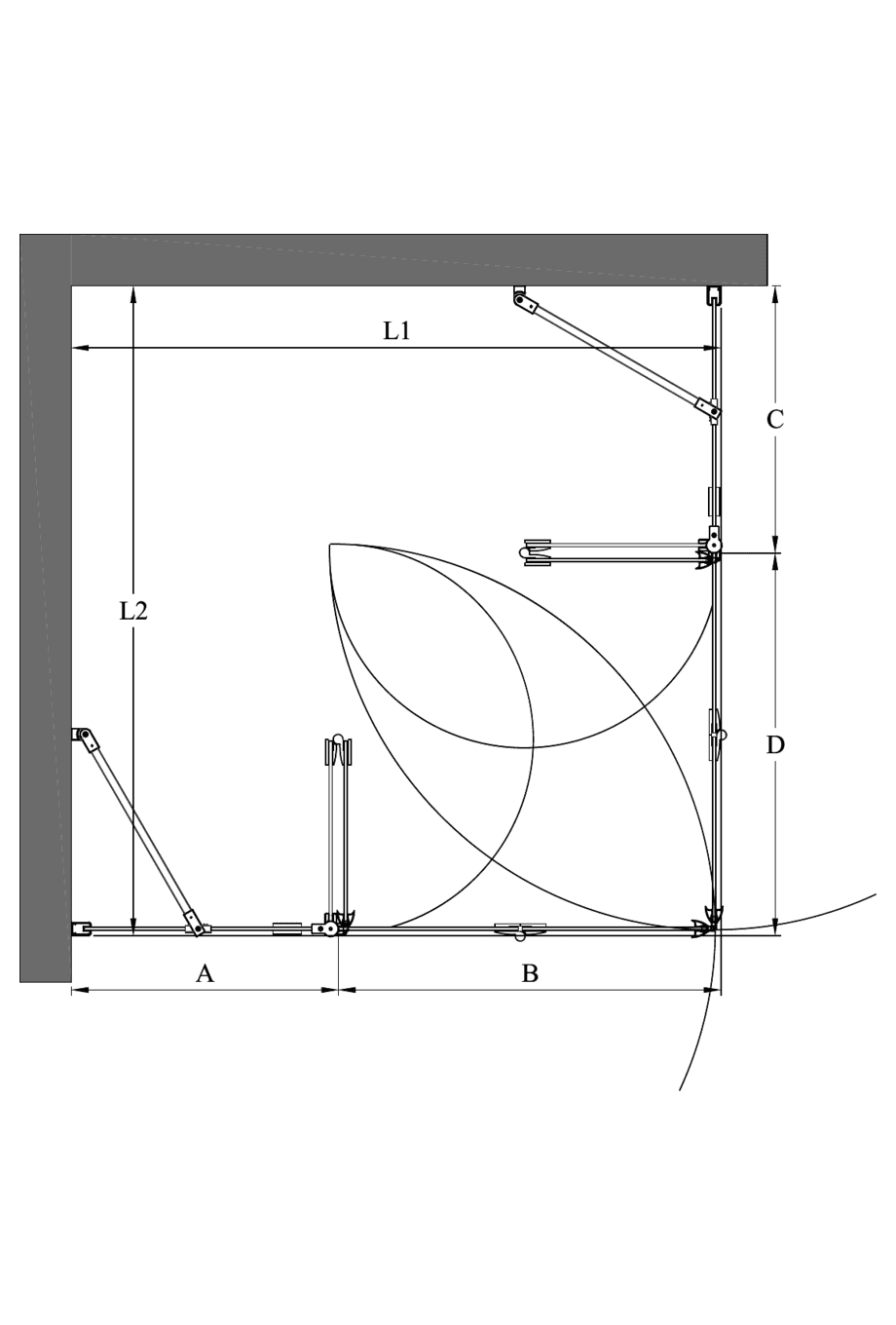 Shower enclosure Hietakari Infinia 264 – dimension drawing Shower enclosure Hietakari Infinia 264 – dimension drawing