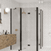Shower enclosure Hietakari Infinia 264, black frame, clear glass Shower enclosure Hietakari Infinia 264, folding door with fixed part + folding door with fixed part – 5