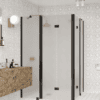Shower enclosure Hietakari Infinia 264, black frame, satin frosted glass Shower enclosure Hietakari Infinia 264, black frame, satin frosted glass