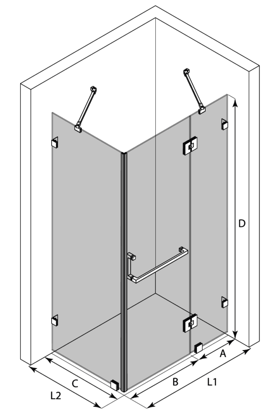 Shower enclosure Hietakari Vetro 526 – 3D drawing Shower enclosure Hietakari Vetro 526 – 3D drawing