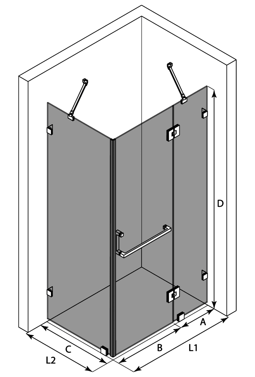 Shower enclosure Hietakari Vetro 526 – 3D drawing Shower enclosure Hietakari Vetro 526 – 3D drawing
