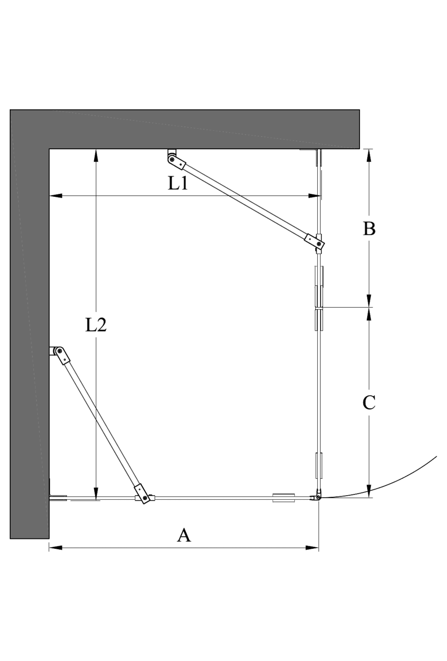 Shower enclosure Hietakari Vetro 526 – dimension drawing Shower enclosure Hietakari Vetro 526 – dimension drawing