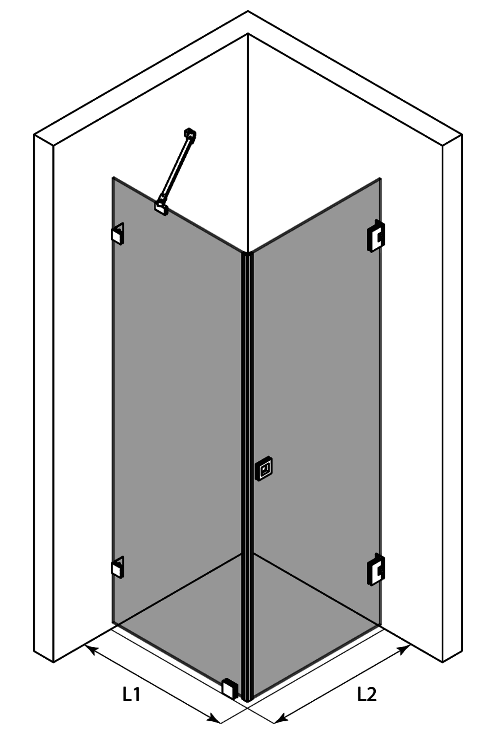 Shower enclosure Hietakari Vetro 540 ā 3D drawing Shower enclosure Hietakari Vetro 540 ā 3D drawing