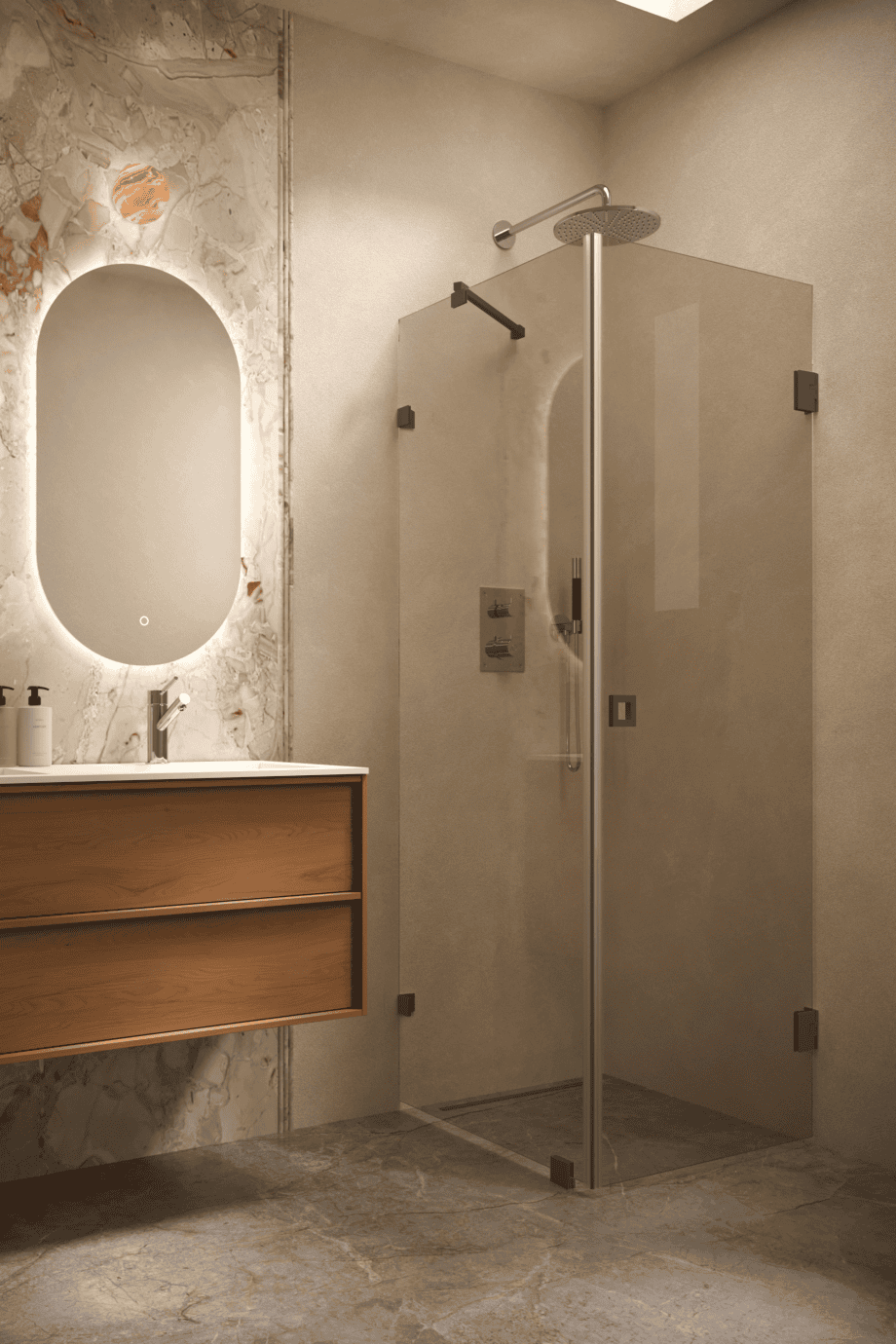 Shower enclosure Hietakari Vetro 540, Cocoa fittings, bronze tinted glass Shower enclosure Hietakari Vetro 540, Cocoa fittings, bronze tinted glass