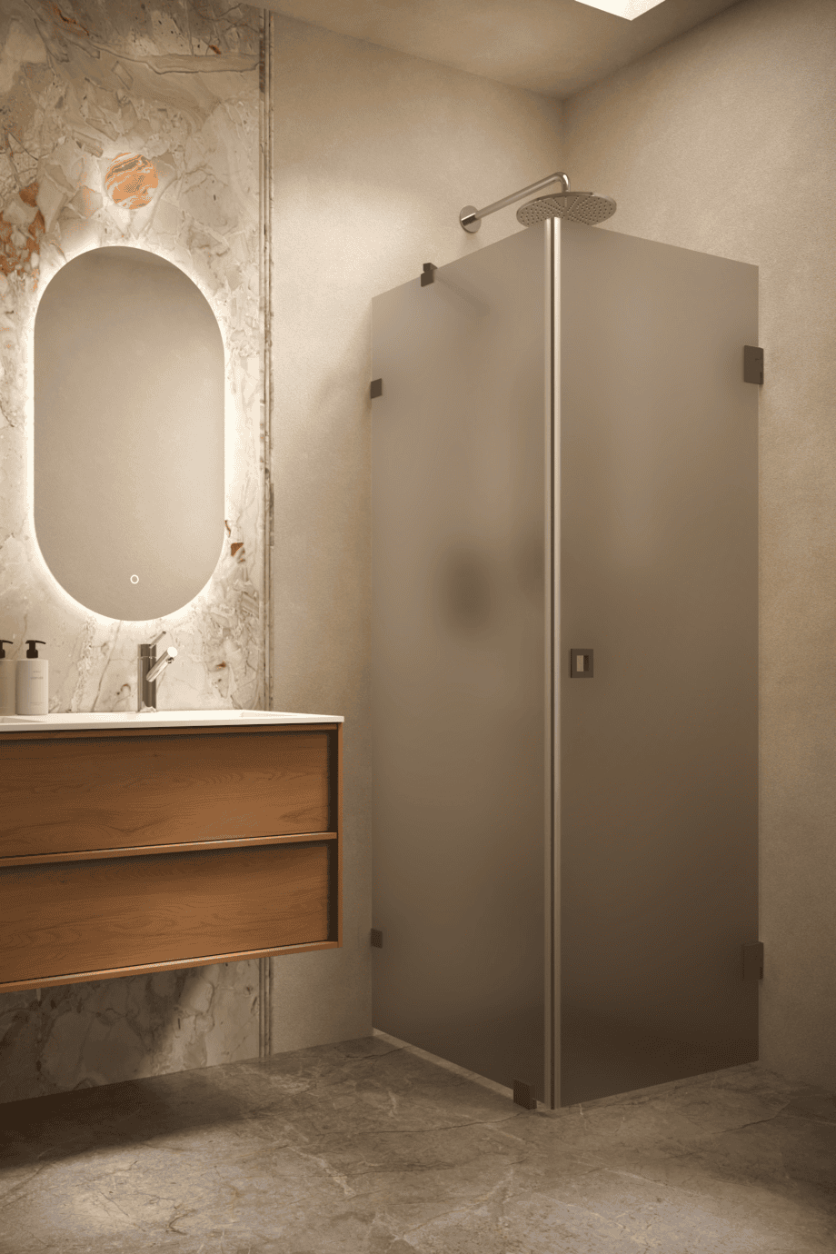 Shower enclosure Hietakari Vetro 540, Cocoa fittings, brown satin glass Shower enclosure Hietakari Vetro 540, Cocoa fittings, brown satin glass