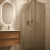 Shower enclosure Hietakari Vetro 540, brushed fittings, brown reeded glass Shower enclosure Hietakari Vetro 540, brushed fittings, brown reeded glass