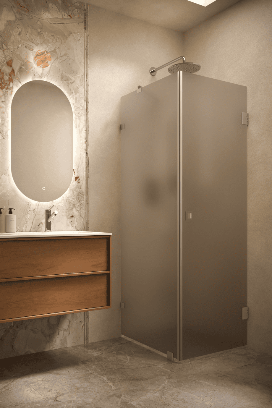 Shower enclosure Hietakari Vetro 540, brushed fittings, brown satin glass Shower enclosure Hietakari Vetro 540, brushed fittings, brown satin glass