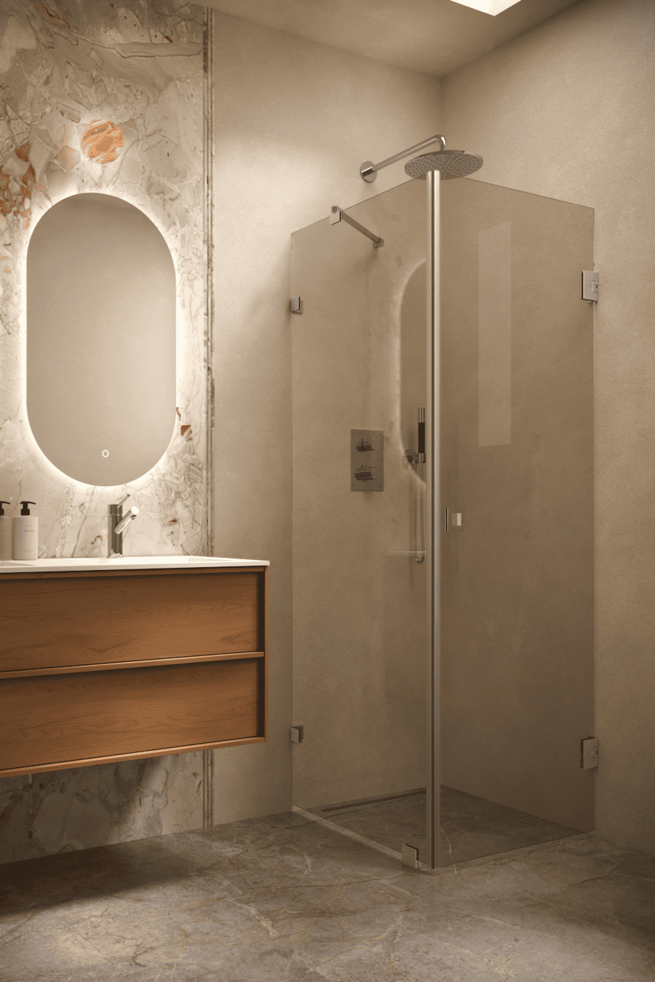 Shower enclosure Hietakari Vetro 540, chrome fittings, bronze tinted glass Shower enclosure Hietakari Vetro 540, chrome fittings, bronze tinted glass