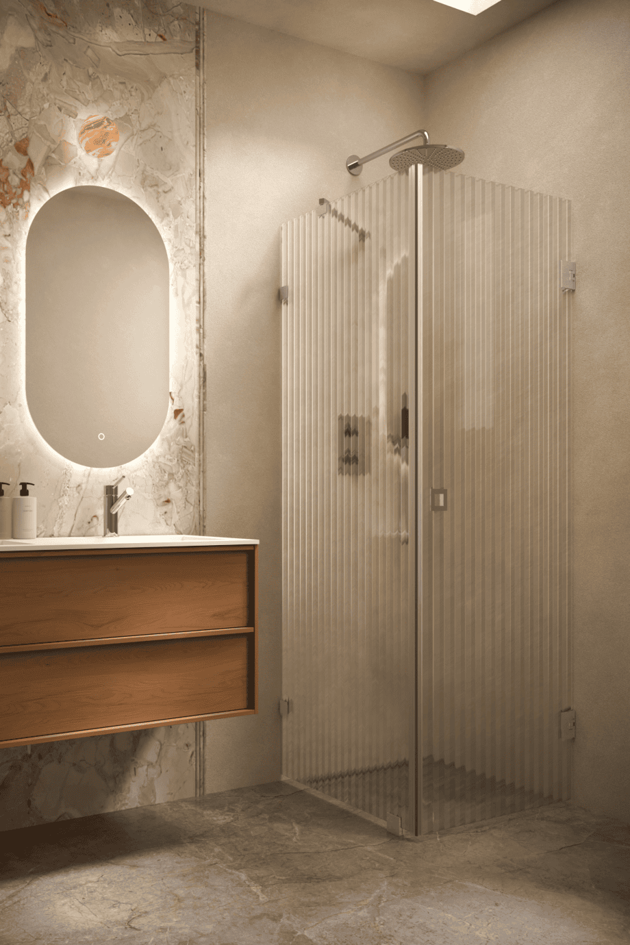 Shower enclosure Hietakari Vetro 540, chrome fittings, reeded glass Shower enclosure Hietakari Vetro 540, chrome fittings, reeded glass