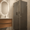 Shower enclosure Hietakari Vetro 540, brass fittings, black glass Shower enclosure Hietakari Vetro 540, brass fittings, black glass