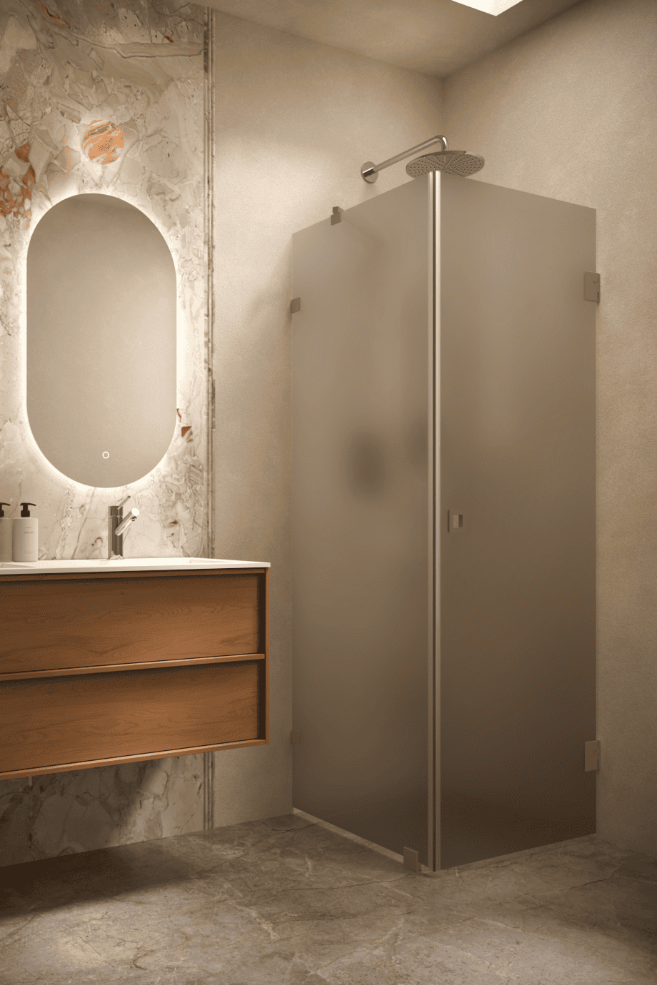 Shower enclosure Hietakari Vetro 540, Mocha fittings, brown satin glass Shower enclosure Hietakari Vetro 540, Mocha fittings, brown satin glass