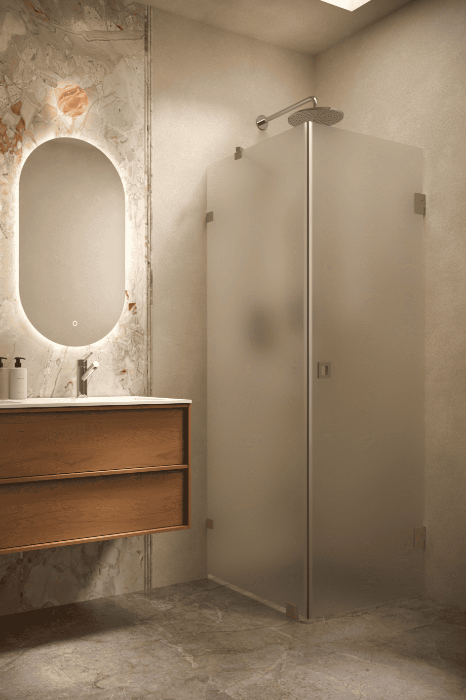 Shower enclosure Hietakari Vetro 540, Mocha fittings, satin frosted glass Shower enclosure Hietakari Vetro 540, Mocha fittings, satin frosted glass