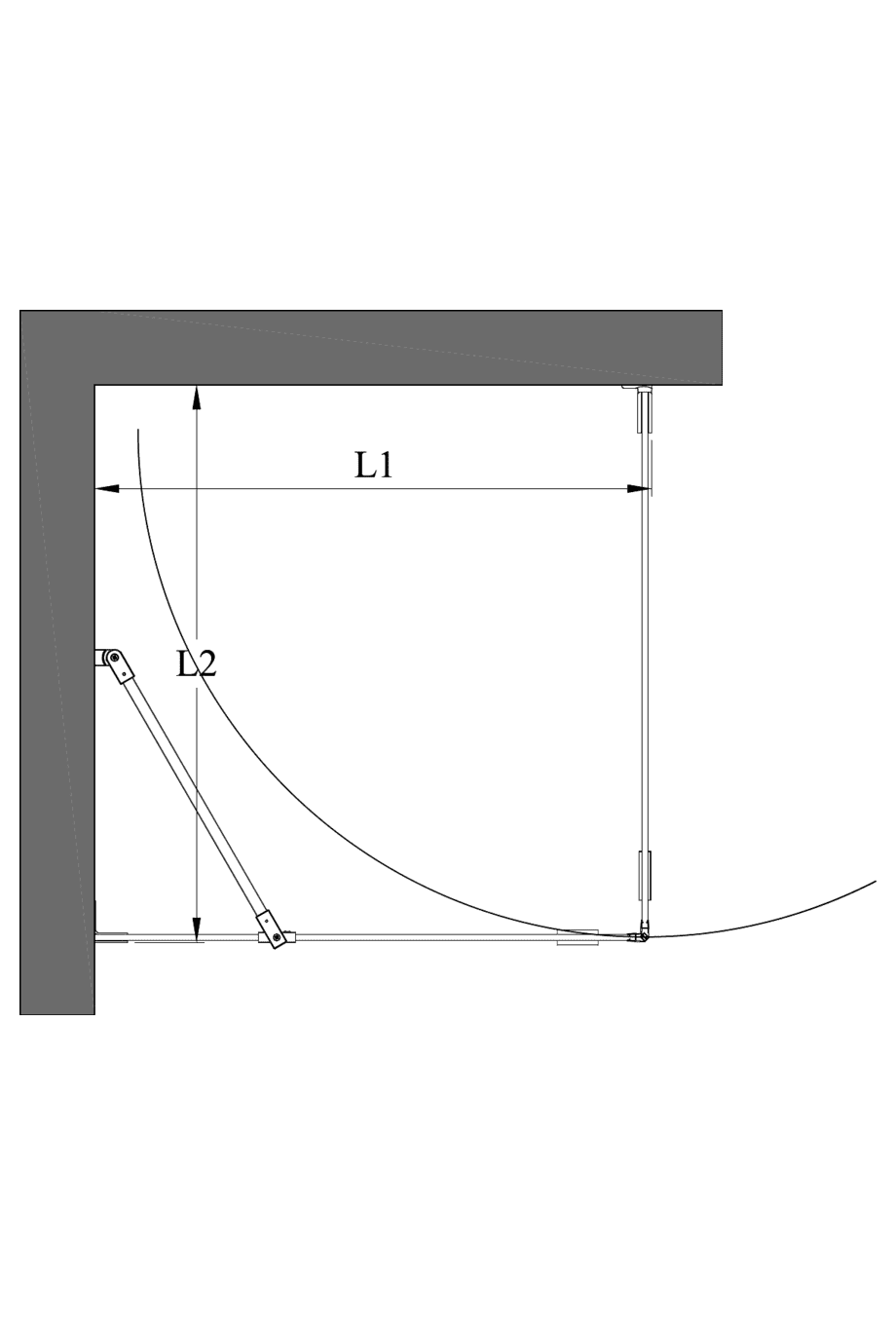 Shower enclosure Hietakari Vetro 540 ā dimension drawing Shower enclosure Hietakari Vetro 540 ā dimension drawing
