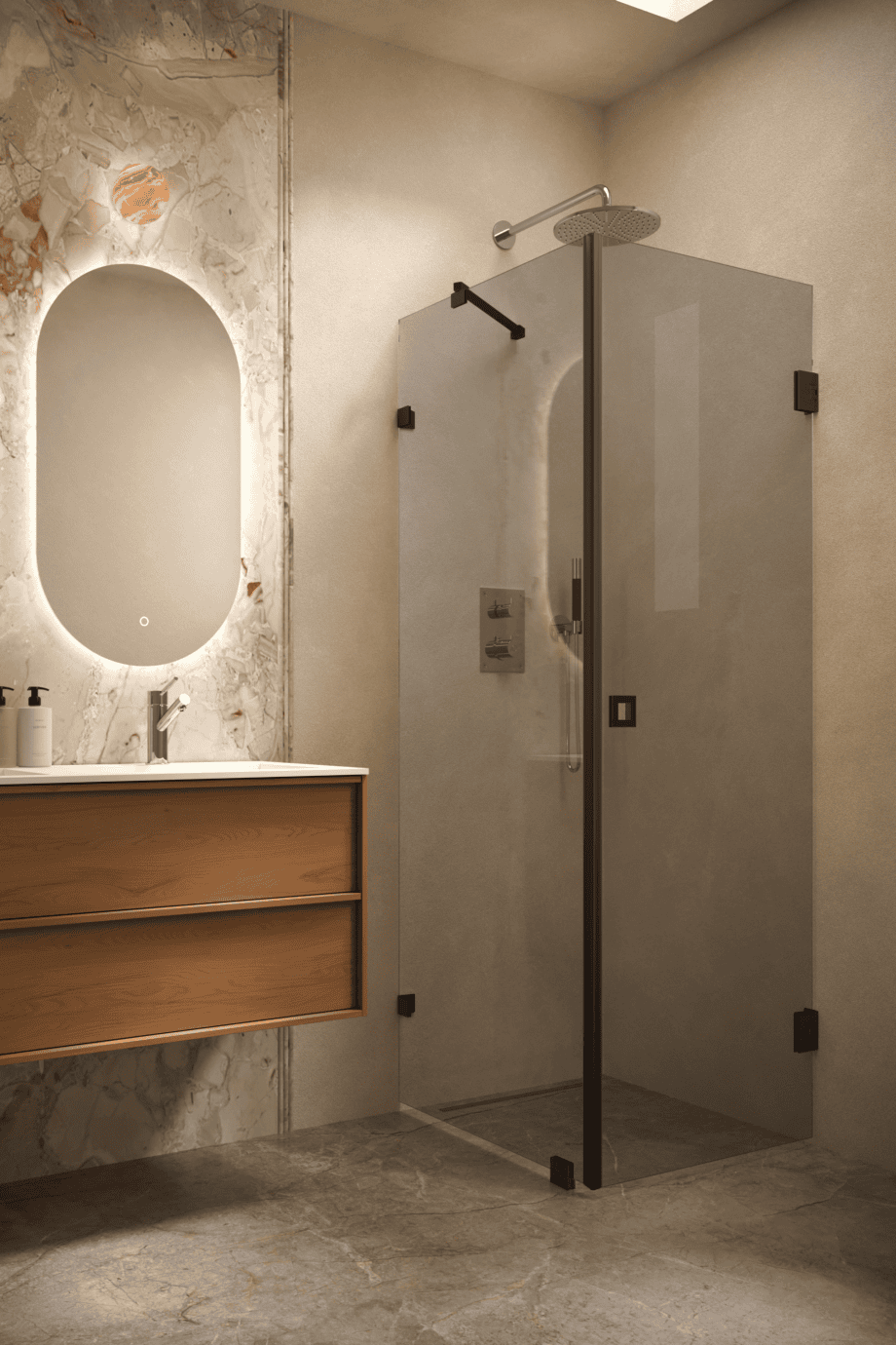 Shower enclosure Hietakari Vetro 540, black fittings, grey tinted glass Shower enclosure Hietakari Vetro 540, black fittings, grey tinted glass