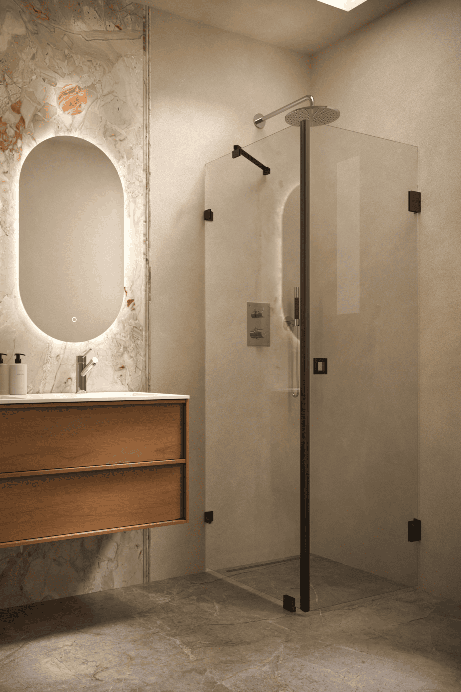 Shower enclosure Hietakari Vetro 540, black fittings, clear glass Shower enclosure Hietakari Vetro 540, black fittings, clear glass