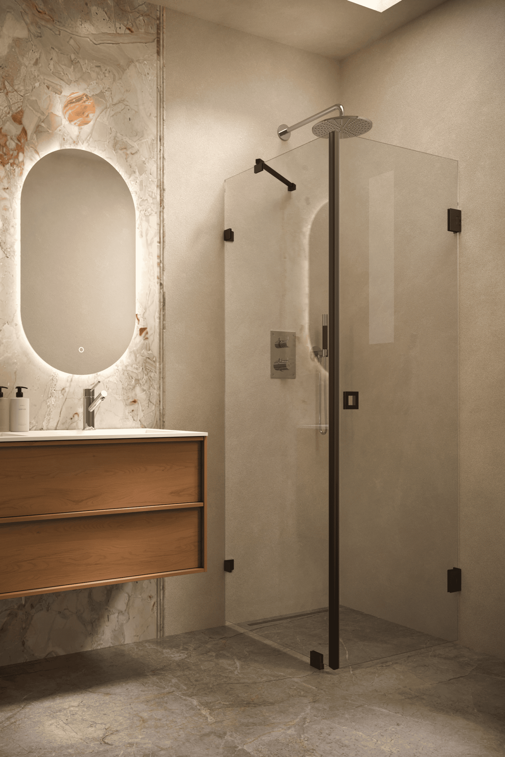 Shower enclosure Hietakari Vetro 540, black fittings, clear glass Shower enclosure Hietakari Vetro 540, black fittings, clear glass