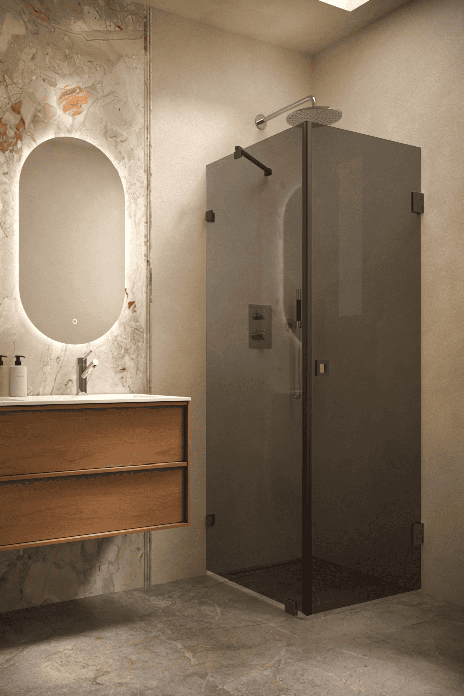 Shower enclosure Hietakari Vetro 540, black fittings, black glass Shower enclosure Hietakari Vetro 540, black fittings, black glass