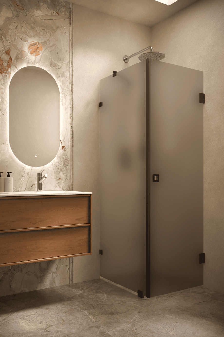 Shower enclosure Hietakari Vetro 540, black fittings, brown satin glass Shower enclosure Hietakari Vetro 540, black fittings, brown satin glass