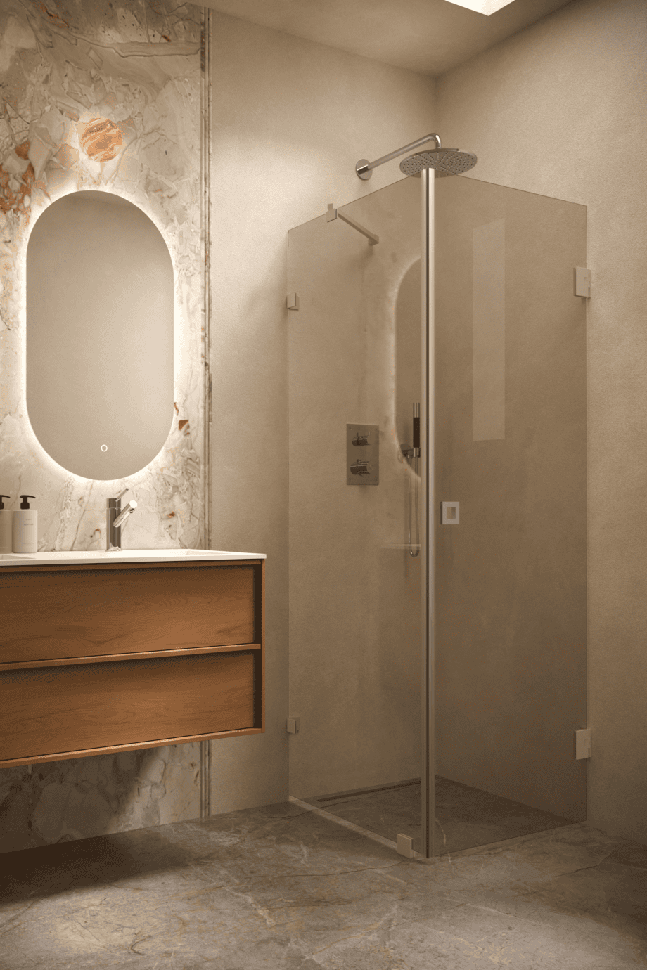 Shower enclosure Hietakari Vetro 540, Sand fittings, bronze tinted glass Shower enclosure Hietakari Vetro 540, Sand fittings, bronze tinted glass