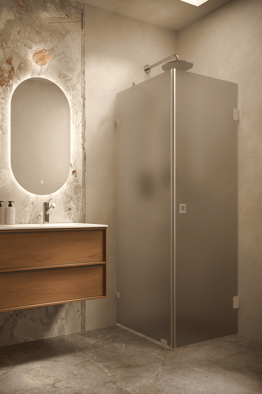 Shower enclosure Hietakari Vetro 540, Sand fittings, brown satin glass Shower enclosure Hietakari Vetro 540, Sand fittings, brown satin glass