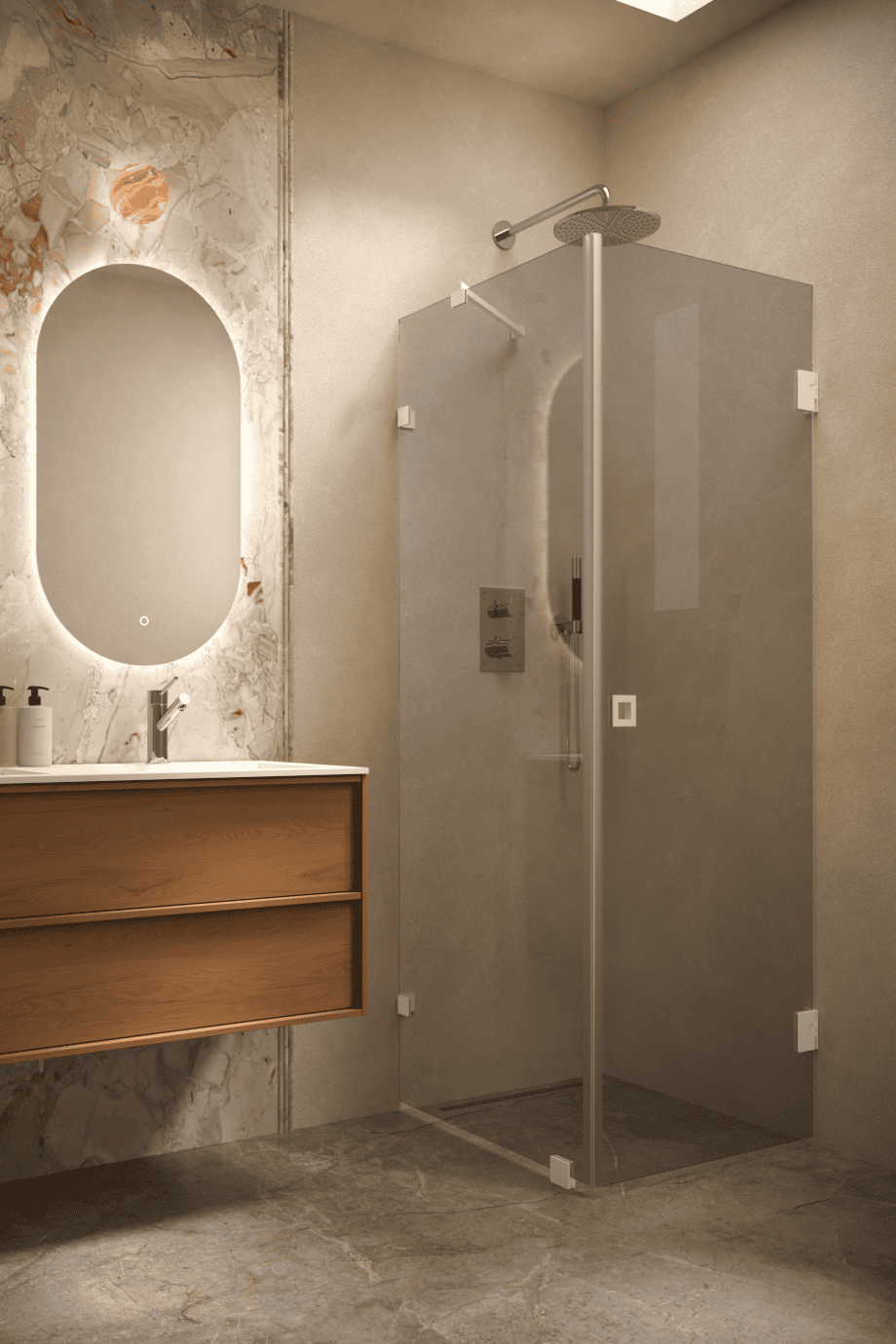 Shower enclosure Hietakari Vetro 540, white fittings, grey tinted glass Shower enclosure Hietakari Vetro 540, white fittings, grey tinted glass