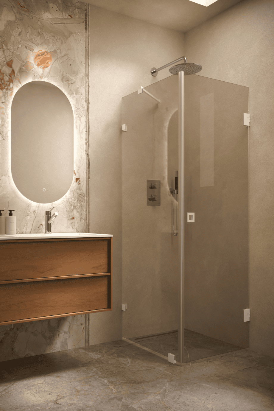 Shower enclosure Hietakari Vetro 540, white fittings, bronze tinted glass Shower enclosure Hietakari Vetro 540, white fittings, bronze tinted glass