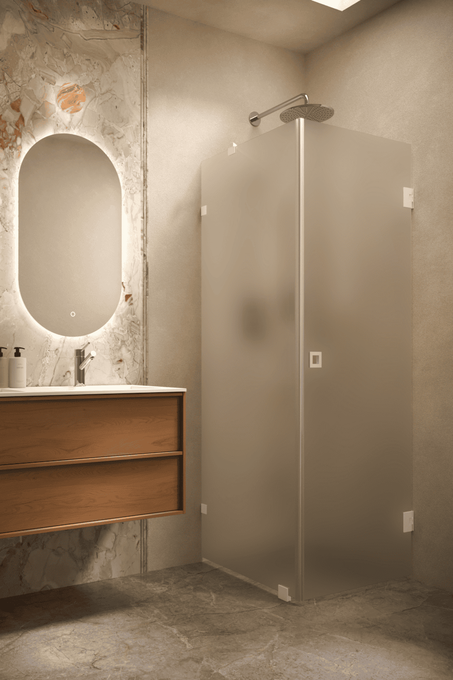 Shower enclosure Hietakari Vetro 540, white fittings, satin frosted glass Shower enclosure Hietakari Vetro 540, white fittings, satin frosted glass