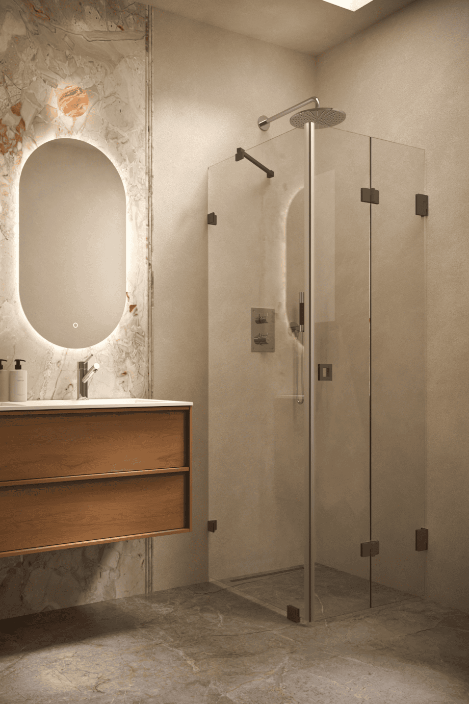 Shower enclosure Hietakari Vetro 541, Cocoa fittings, super bright glass Shower enclosure Hietakari Vetro 541, Cocoa fittings, super bright glass