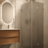 Shower enclosure Hietakari Vetro 541, brushed fittings, grey satin glass Shower enclosure Hietakari Vetro 541, brushed fittings, grey satin glass
