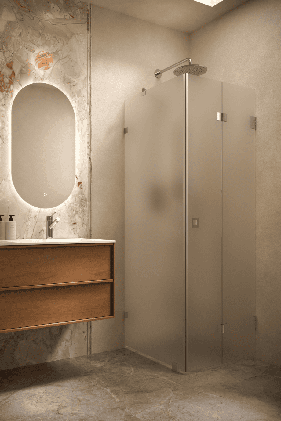 Shower enclosure Hietakari Vetro 541, brushed fittings, super bright satin glass Shower enclosure Hietakari Vetro 541, brushed fittings, super bright satin glass