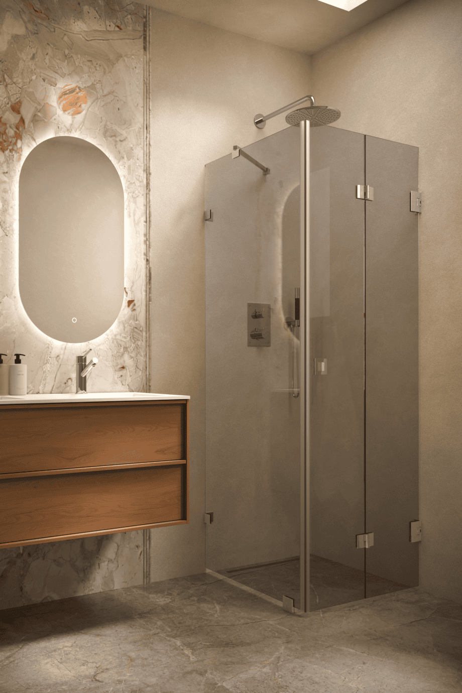Shower enclosure Hietakari Vetro 541, chrome fittings, grey tinted glass Shower enclosure Hietakari Vetro 541, chrome fittings, grey tinted glass