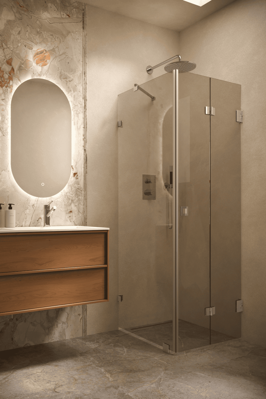 Shower enclosure Hietakari Vetro 541, chrome fittings, bronze tinted glass Shower enclosure Hietakari Vetro 541, chrome fittings, bronze tinted glass