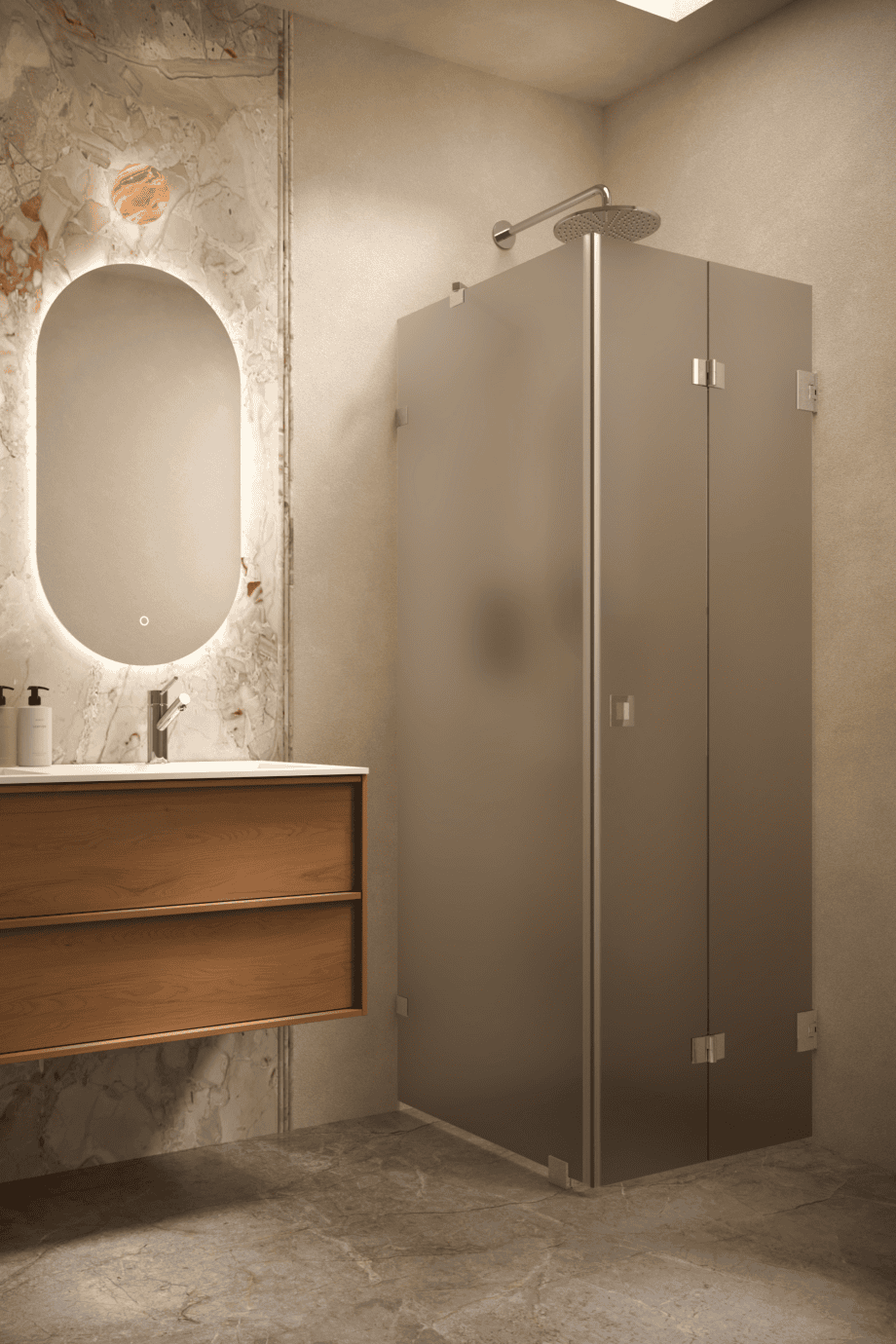 Shower enclosure Hietakari Vetro 541, chrome fittings, brown satin glass Shower enclosure Hietakari Vetro 541, chrome fittings, brown satin glass
