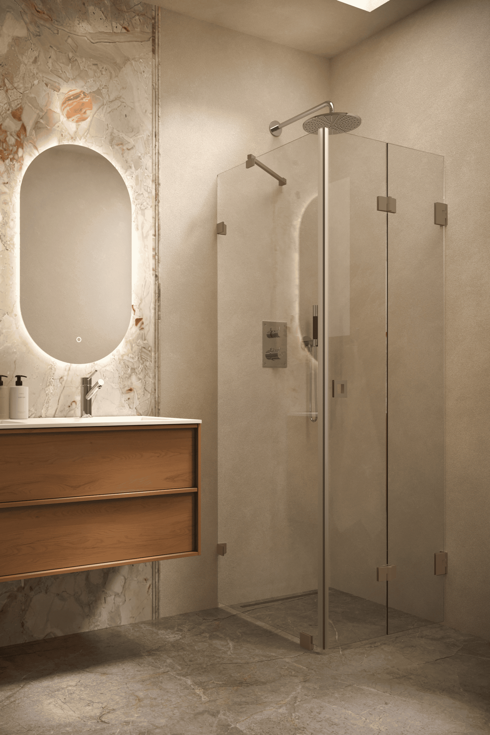 Shower enclosure Hietakari Vetro 541, Mocha fittings, clear glass Shower enclosure Hietakari Vetro 541, Mocha fittings, clear glass