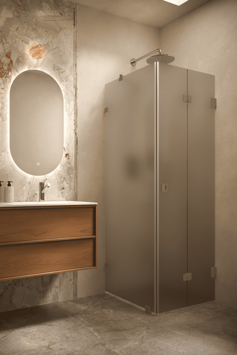 Shower enclosure Hietakari Vetro 541, Mocha fittings, brown satin glass Shower enclosure Hietakari Vetro 541, Mocha fittings, brown satin glass