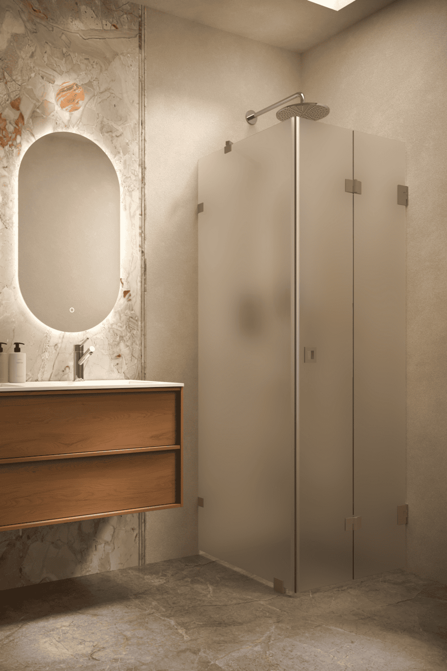 Shower enclosure Hietakari Vetro 541, Mocha fittings, super bright satin glass Shower enclosure Hietakari Vetro 541, Mocha fittings, super bright satin glass