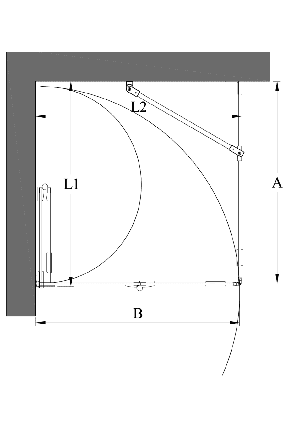 Shower enclosure Hietakari Vetro 541 ā dimension drawing Shower enclosure Hietakari Vetro 541 ā dimension drawing