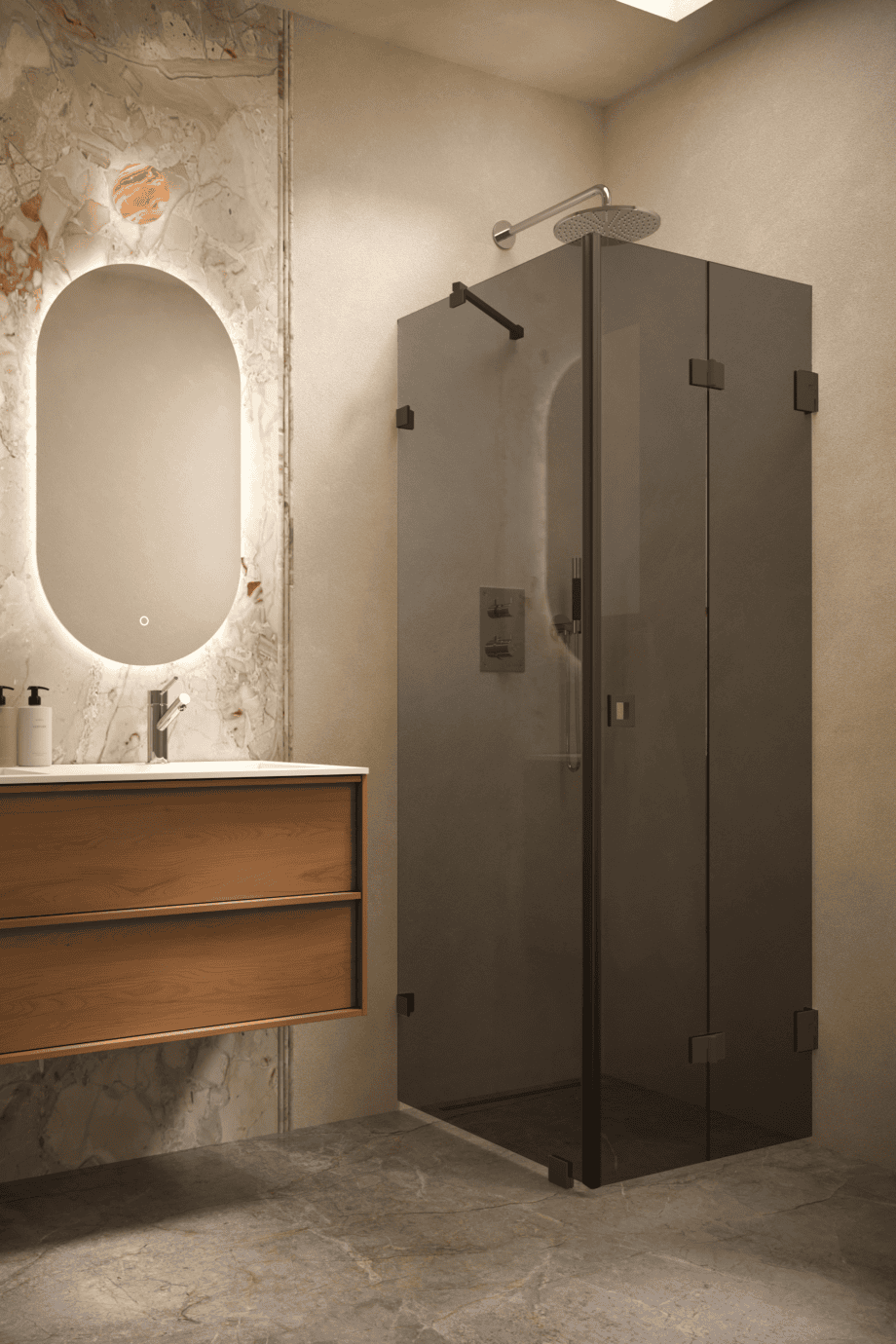 Shower enclosure Hietakari Vetro 541, black fittings, black glass Shower enclosure Hietakari Vetro 541, black fittings, black glass