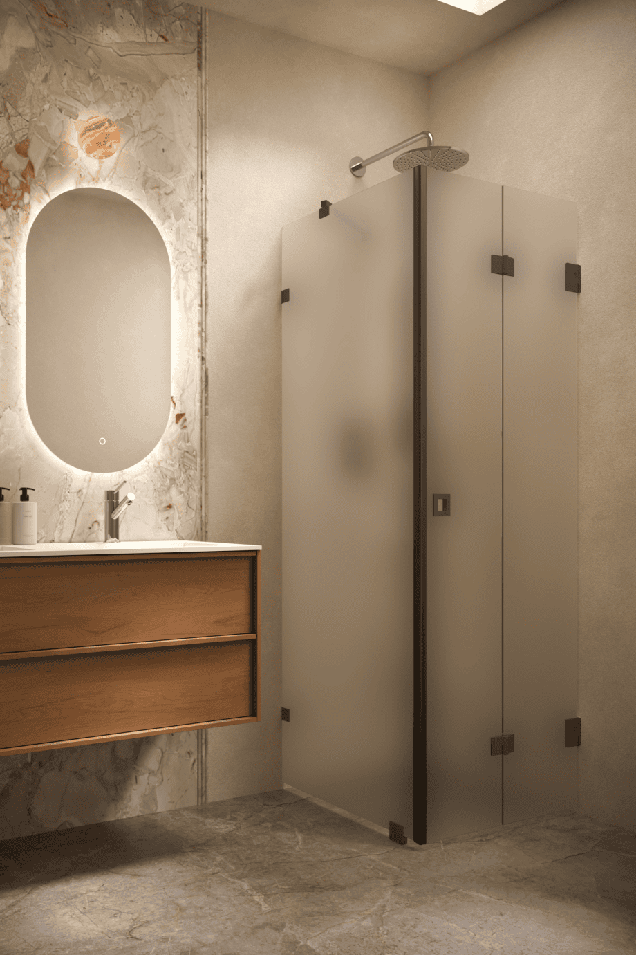 Shower enclosure Hietakari Vetro 541, black fittings, super bright satin glass Shower enclosure Hietakari Vetro 541, black fittings, super bright satin glass