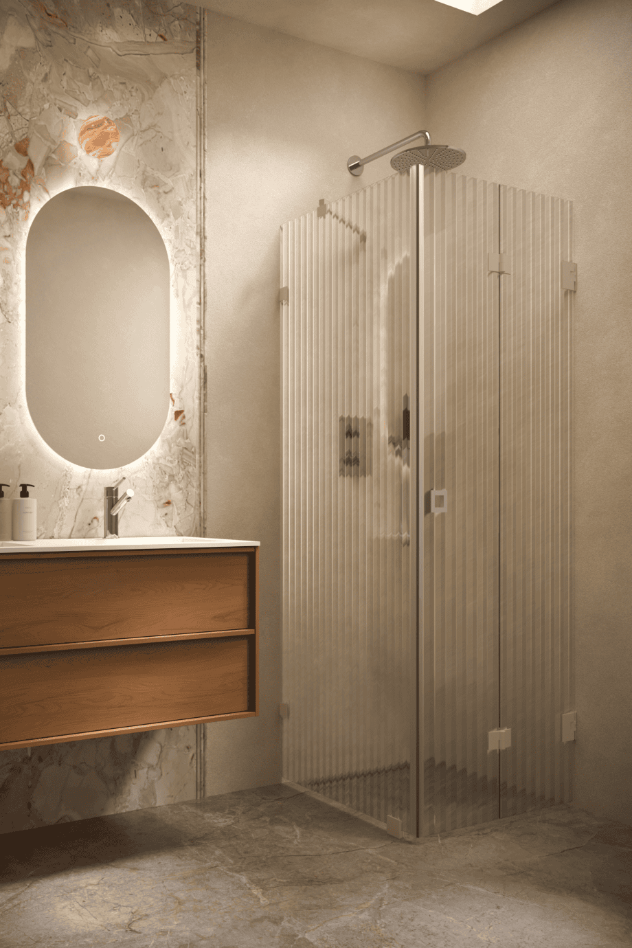 Shower enclosure Hietakari Vetro 541, Sand fittings, reeded glass Shower enclosure Hietakari Vetro 541, Sand fittings, reeded glass