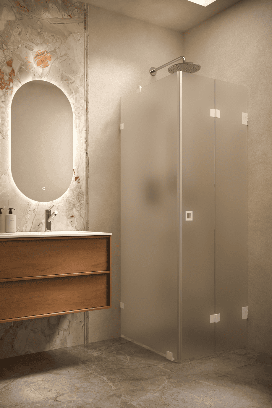 Shower enclosure Hietakari Vetro 541, white fittings, super bright satin glass Shower enclosure Hietakari Vetro 541, white fittings, super bright satin glass
