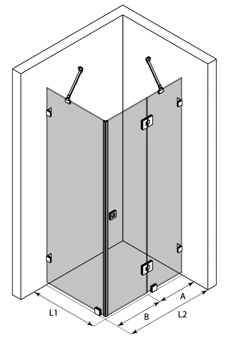Shower enclosure Hietakari Vetro 542 – 3D drawing Shower enclosure Hietakari Vetro 542 – 3D drawing
