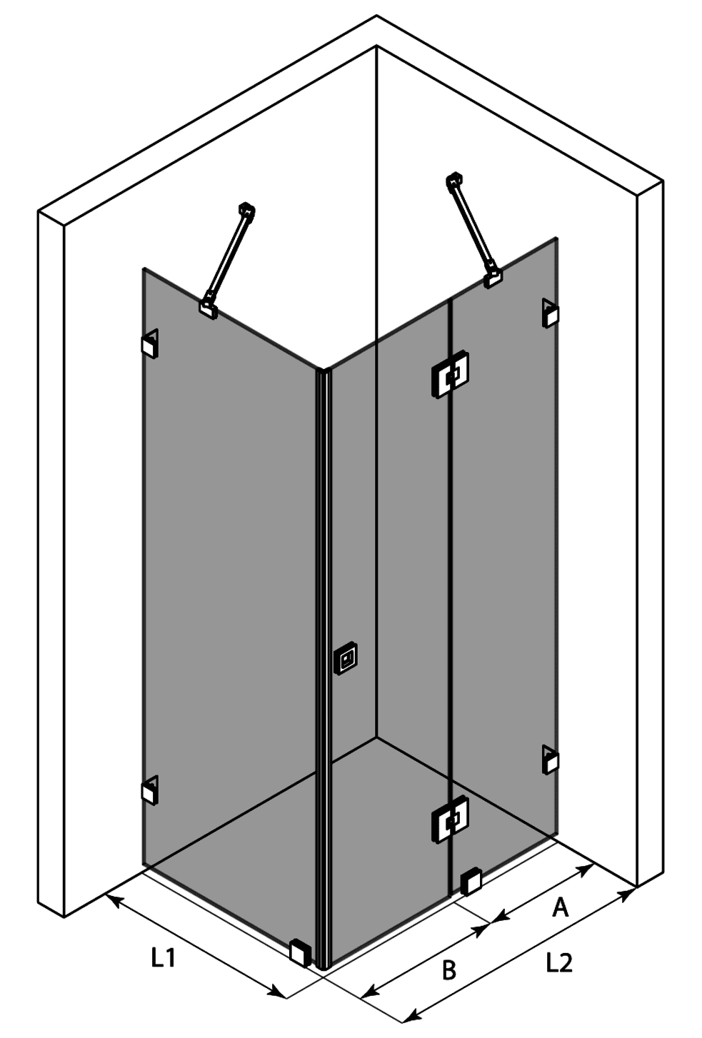 Shower enclosure Hietakari Vetro 542 – 3D drawing Shower enclosure Hietakari Vetro 542 – 3D drawing